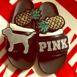 NEW Victoria Secret PINK Cross Over Slides